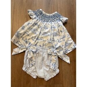 Southern Taters Blue Toile Bloomer Set 18m